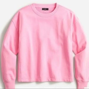 NWT J. Crew University Terry Cropped Crewneck Sweatshirt - Size Small pink